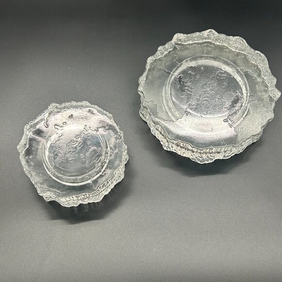 Vintage Iittala Aslak Glass Dishes Candle Holders Tapio Wirkkala Set of 2 Decor - Picture 6 of 10